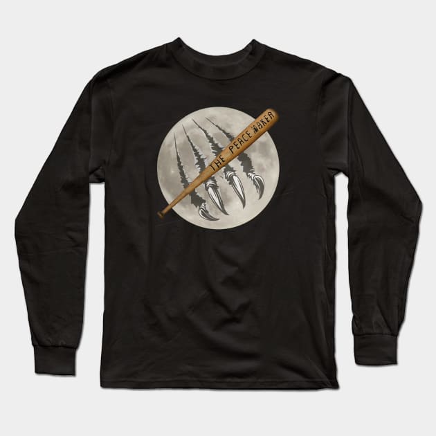 Silver Bullet Werewolf The Peace Maker Bat Halloween Long Sleeve T-Shirt by Contentarama